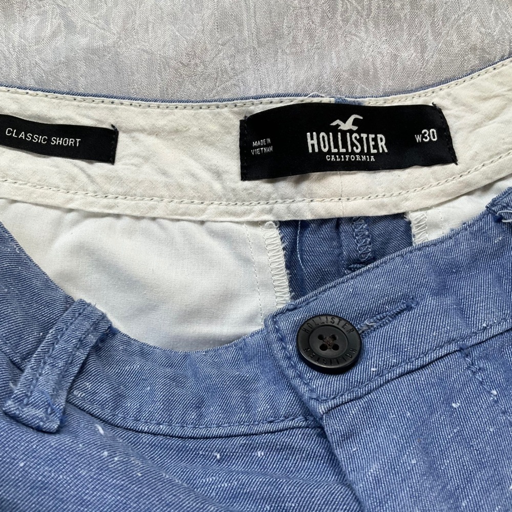 Hollister Classic Short Mens 30 Blue Marled Speckled Flat Front Cotton Shorts - Picture 6 of 8